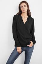 Velvet Clothing Costella High/low Challis Top-black-rayonchallis