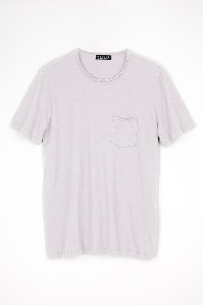 Velvet Men Chad Raw Edge Cotton Slub Pocket Tee-cement-slub