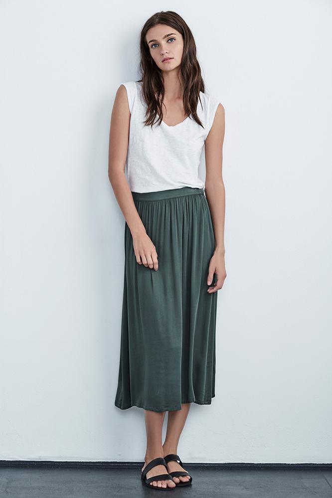 Velvet Clothing Ellery Stretch Satin Skirt-asteroid-stretchst