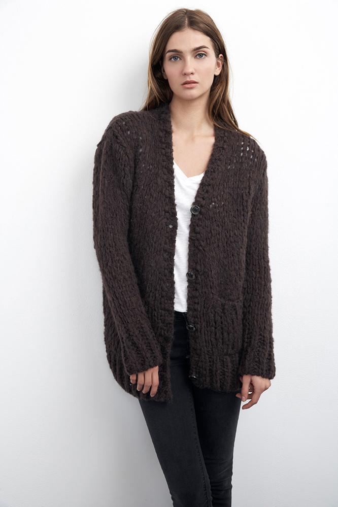 Velvet Clothing Anais Boyriend Cardigan-chocolate-boyfriendcardi