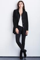 Velvet Clothing Constance Faux Suede Blazer -black-fauxsuede