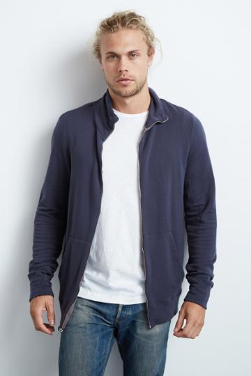 Velvet Men Barber Luxe Fleece Track Jacket-midnight-luxeflc