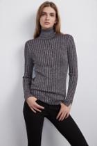 Velvet Clothing Amiracle Cashmere Blend With Lurex Turtleneck Sweater-charcoal-lurexcash