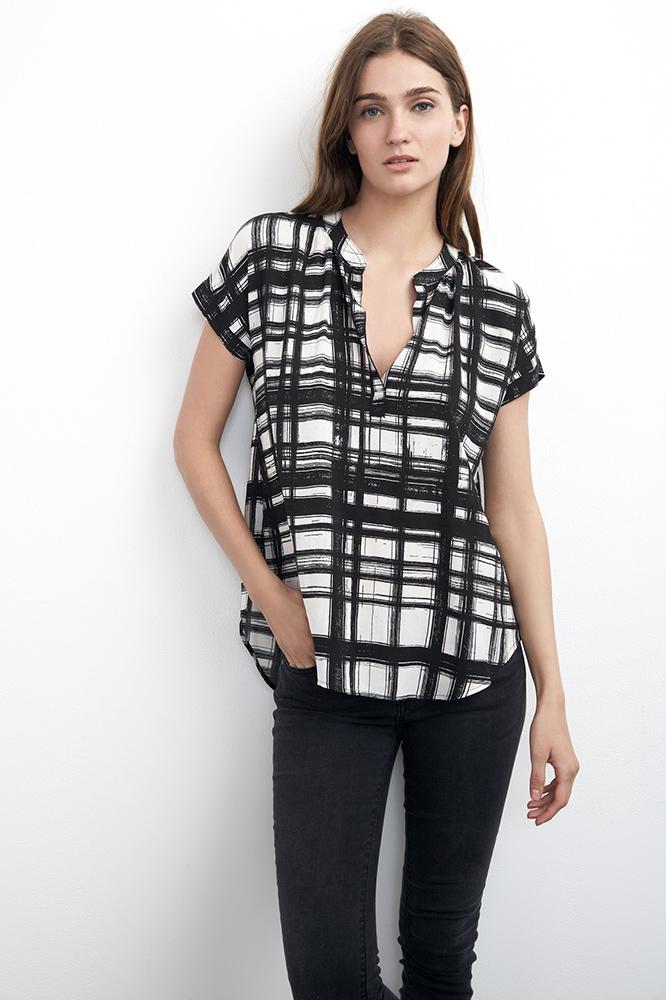 Velvet Clothing Dorie Cap Sleeve Popover-hillside-printedchallis