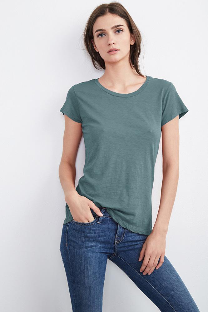 Velvet Clothing Odelia Cotton Slub Crew Neck Tee-breeze-cotslub