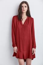 Velvet Clothing Olgita Ruffle Jacquard Dress-rouge-jacquard