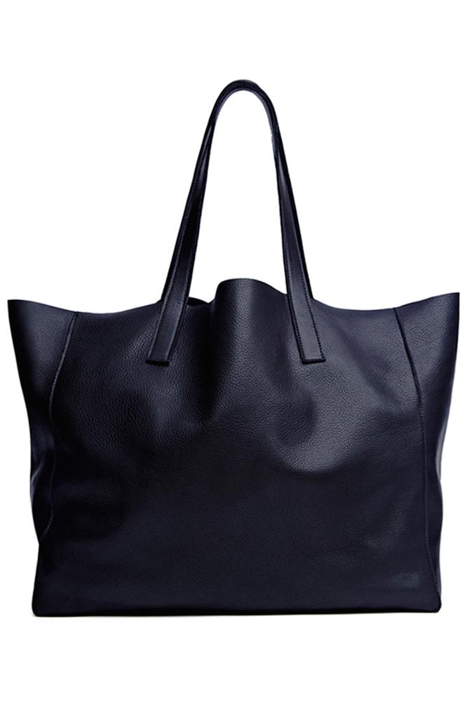 Velvet Clothing Clover Leather Tote-navy