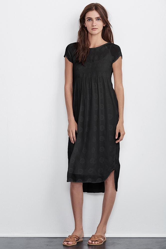 Velvet Clothing Marcella Mandala Embroidered Gauze Dress-black-mandala