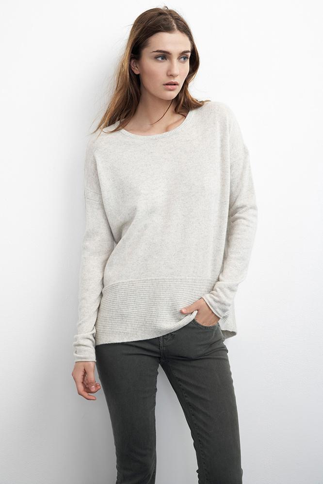 Velvet Clothing Aleaha Rib Panel Cashmere Sweater-winter-cashmereclassics