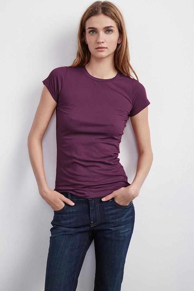 Velvet Clothing Jemma Gauzy Whisper Crew Neck Tee-blackberry-gauzywhisper