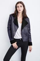 Velvet Clothing Jemima Reversible Metallic Sherpa Jacket-onyx-luxsherpa