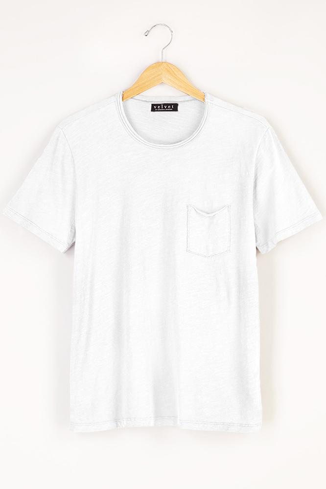Velvet Men Chad Cotton Slub Pocket Tee-white-cottonslub