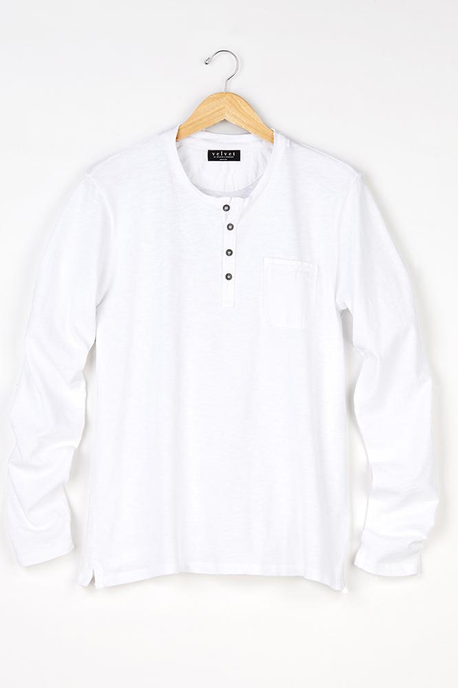 Velvet Men Ugo Slub Classic Henley-white-slubjersey