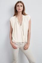 Velvet Clothing Manda Challis Crossover Top-ivory-rayonchallis