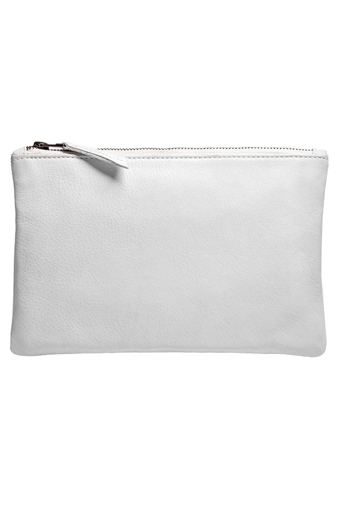 Velvet Clothing Amelia Leather Zip Clutch-white