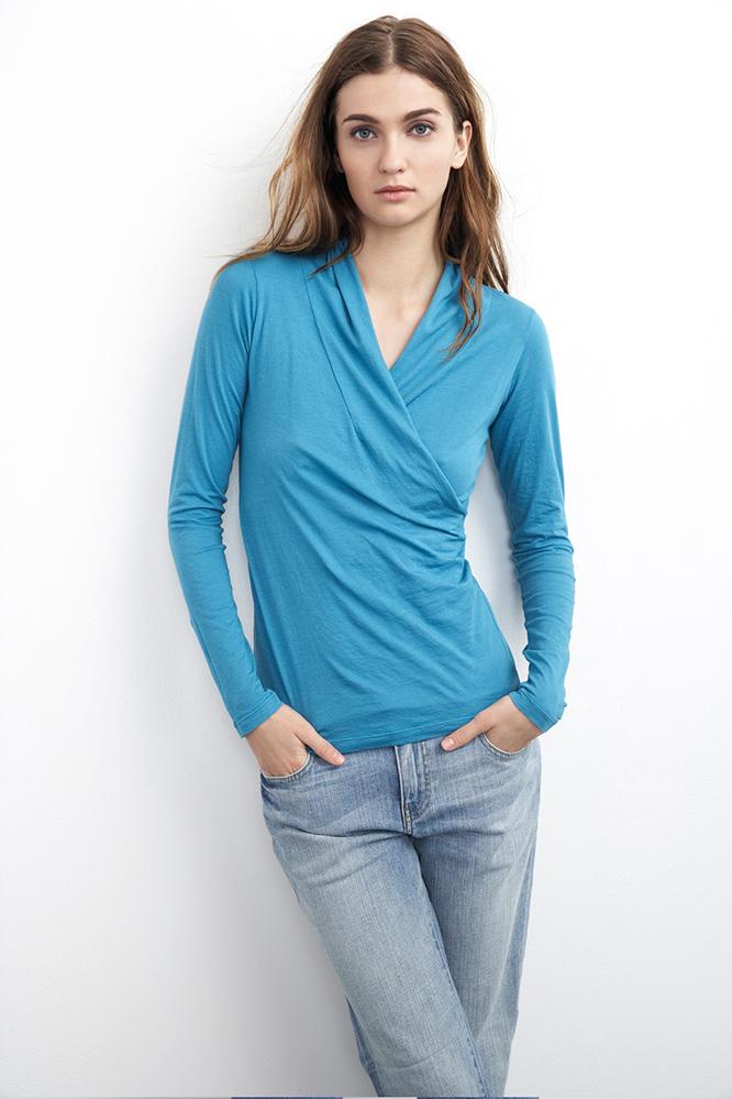 Velvet Clothing Meri Wrap Front Top-ciel-gauzywhisper