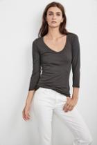 Velvet Clothing Olly Gauzy Whisper V-neck Tee-cannon-gauzywhsp