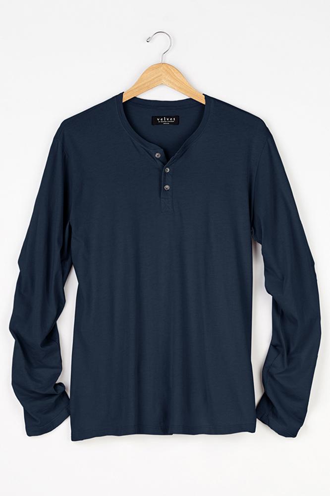 Velvet Men Camden Whisper Classic Henley-midnight-cottonjerseylt