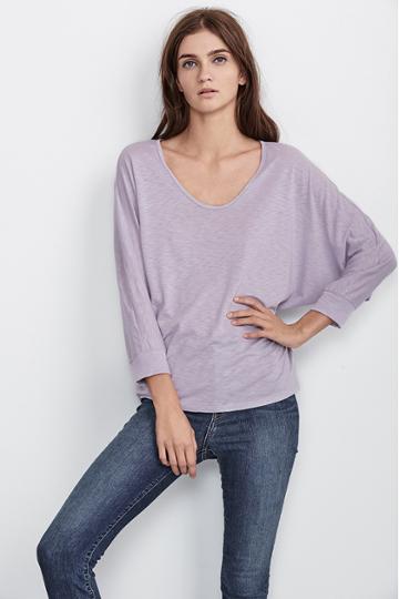 Velvet Clothing Ernestine Lux Slub Dolman Tee-lavender-luxslub
