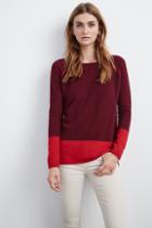 Velvet Clothing Marvella Colorblock Cashmere Sweater -bordeaux/flame-cashmere