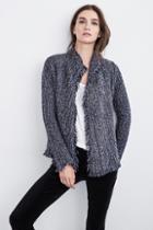 Velvet Clothing Flynn Fringe Tweed Knit Cardigan-cobalt-tweedknit