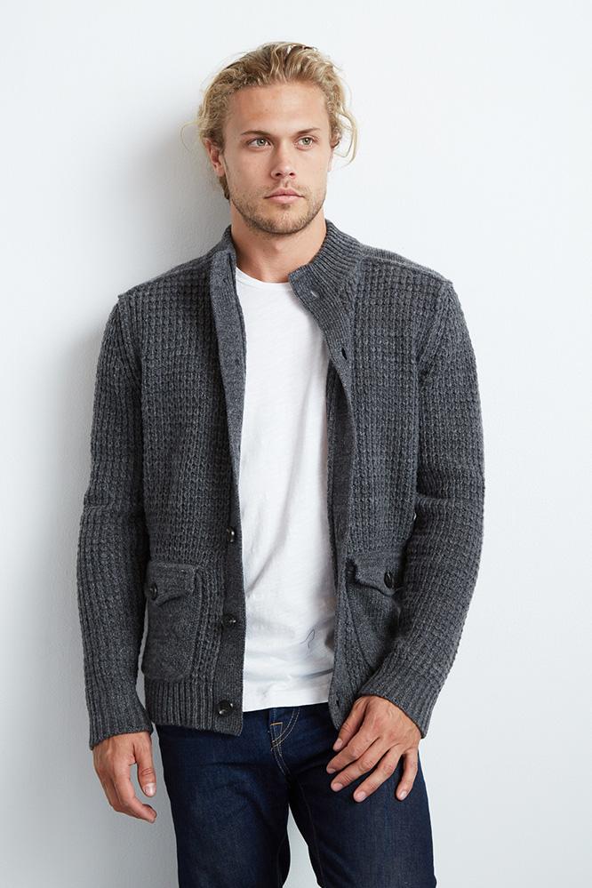 Velvet Men Nirvana Cashmere Blend Cardigan-grey-cashblend