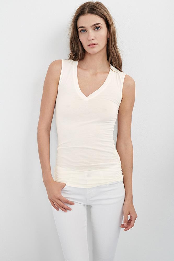 Velvet Clothing Geena Gauzy Whisper Tank-bone-gauzywhsp