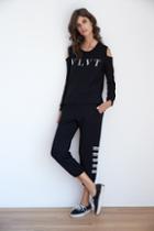 Velvet Clothing Bellamay Cold Shoulder Top-black-athleisur