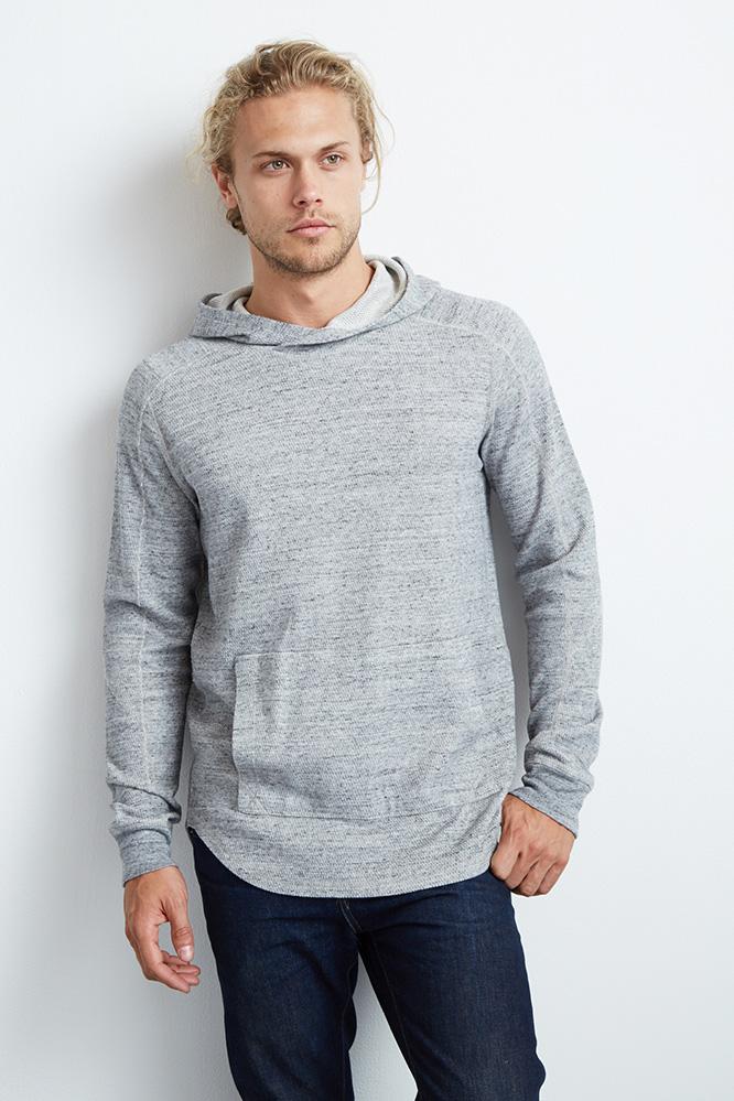 Velvet Men Bobbie Constrast Stitch Thermal Hoodie -heathergrey-mltrryther