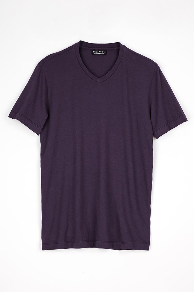 Velvet Men Samsen Whisper Classic V-neck Tee-aubergine-whisper