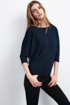 Velvet Clothing Aislina Ribbed Dolman Top-navy-rayonrib