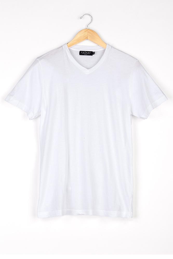 Velvet Men Samsen Whisper Classic V-neck Tee-white