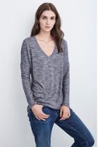 Velvet Clothing Mariah Cozy Jersey V-neck Top-anthracite-cozjers