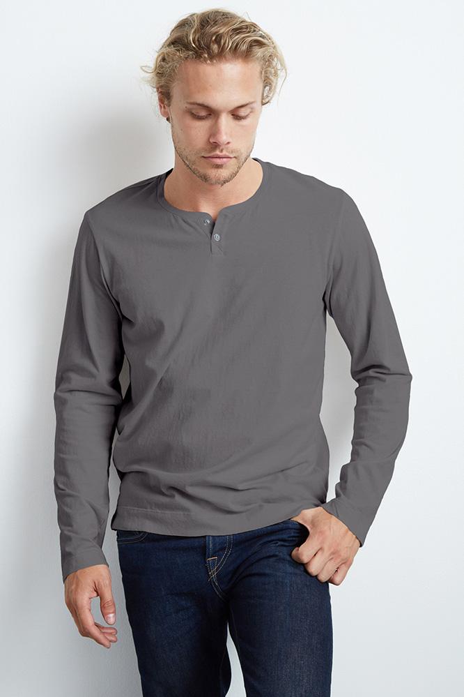 Velvet Men Randolph Cotton Jersey Henley-hematite-whisper