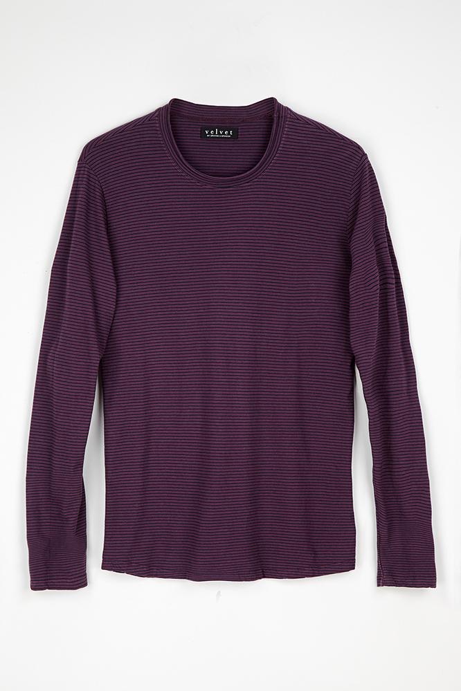 Velvet Men Carson Pinstripe Raw Edge Tee-date-pinstripe