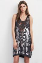 Velvet Clothing Delphinia Sequin Shift Dress-gunmetal-sequincrepe