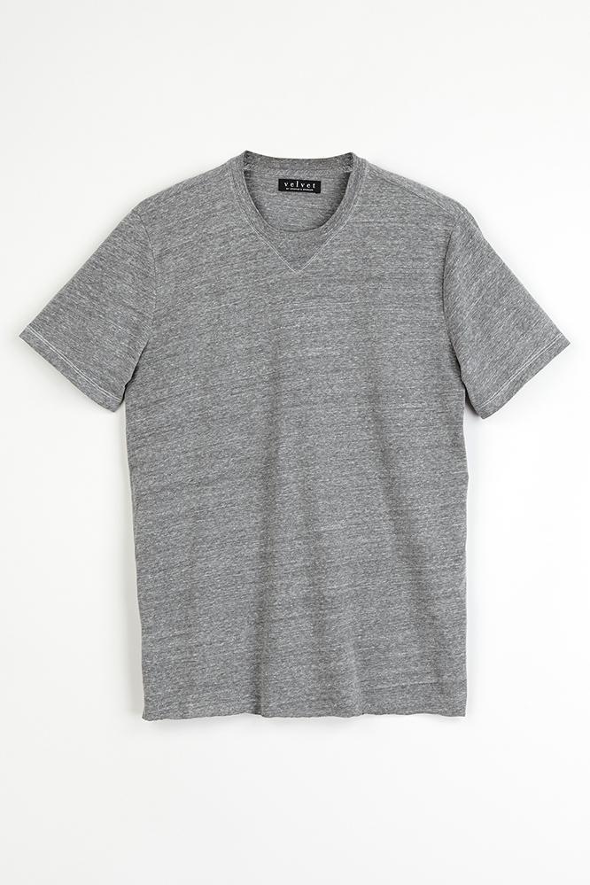 Velvet Men Beckett Sueded Jersey Knit Tee-hthgrey-suededjersey
