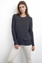Velvet Clothing Elke Cashmere Blend Cable Sweater-charcoal-cashmereblend