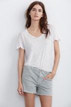 Velvet Clothing Cindy Frayed Hem Boyfriend Shorts In Pinstripe-pinstripe-denim