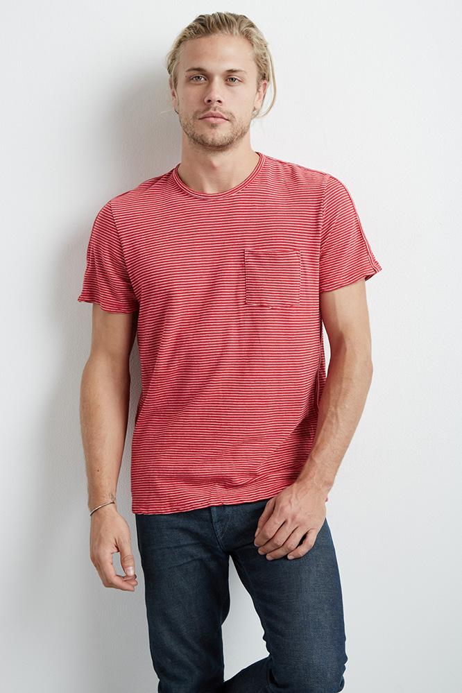 Velvet Men Legend Cotton Linen Stripe Tee-rocket-lincotstr