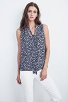 Velvet Clothing Annaline Tie Neck Sleeveless Top In Blue Begonia-bluebegonia-printchal