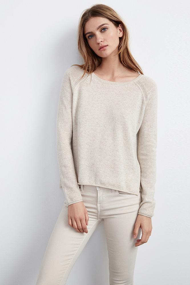 Velvet Clothing Ghala Cashmere Raglan Sweater-oatmeal-cashmere