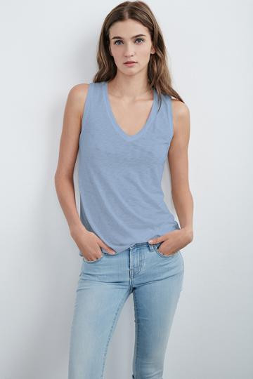 Velvet Clothing Daytona Lux Slub V-neck Tank-daybreak-luxslub