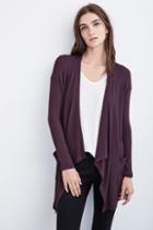 Velvet Clothing Miguela Thermal Knit Drape Cardigan-plum-thrmlknit