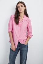 Velvet Clothing Claire Button-down Top In Pink Stripe-pink-novprntst