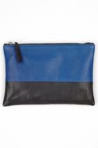 Velvet Clothing Flavia Leather Colorblock Clutch-black/cobalt-accessories