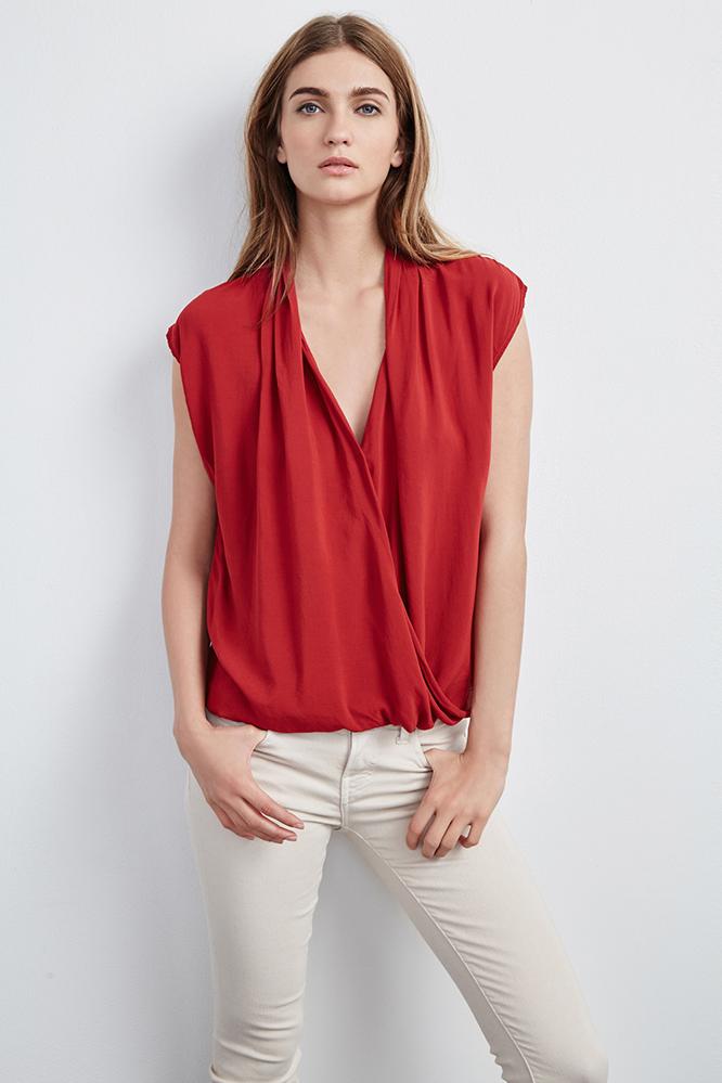 Velvet Clothing Manda Challis Crossover Top-bison-rayonchallis