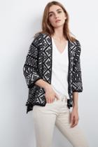 Velvet Clothing Yolo Fair Isle Jacquard Cardigan-black/milk-featherjacquard-m-l