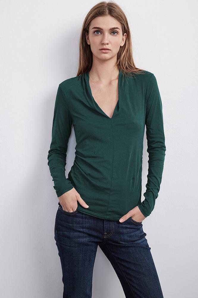 Velvet Clothing Waylyn Shawl Collar Top-marina-gauzywhisper