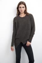 Velvet Clothing Emylee Asymmetric Boucle Sweater-coffee-boucle